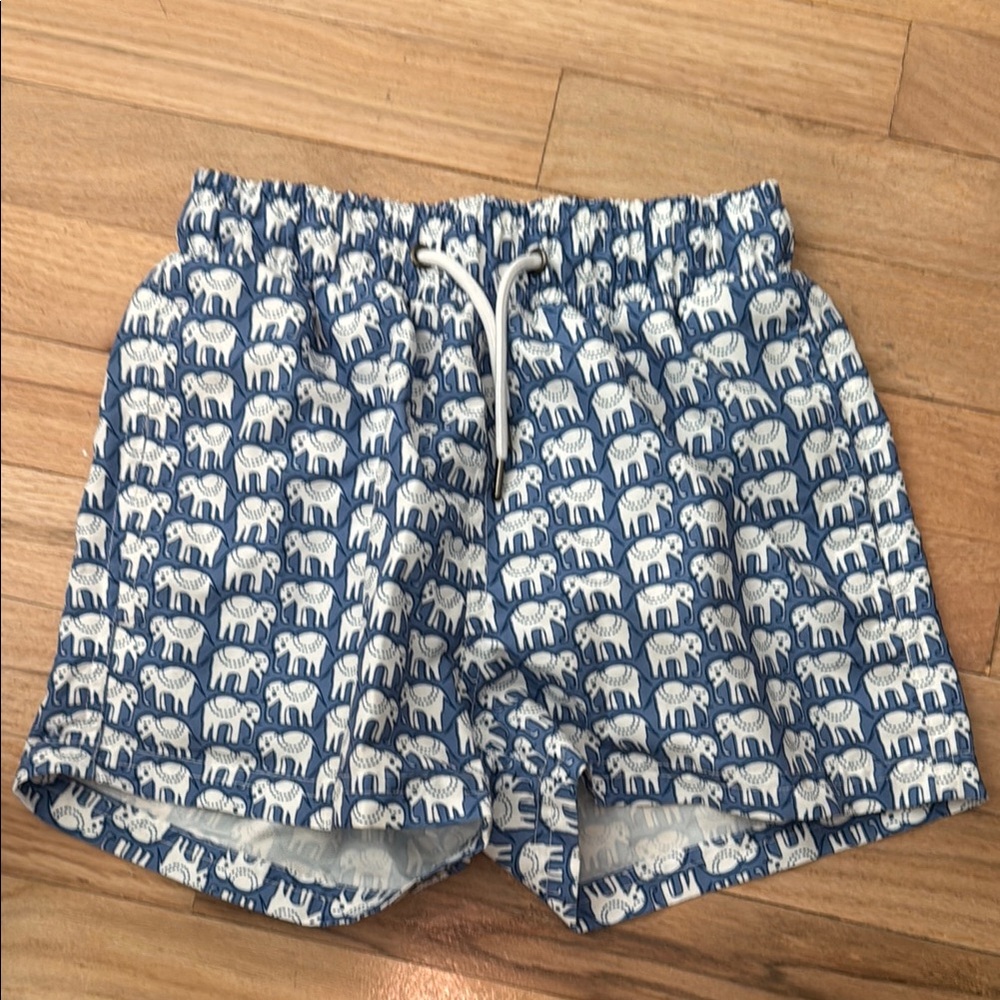 Blue Elephant Print Shorts